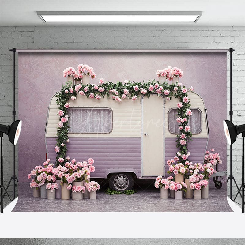 Aperturee - Aperturee Warm Floral Color Motor Home Sweet Wedding Backdrop
