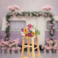 Aperturee - Aperturee Warm Floral Color Motor Home Sweet Wedding Backdrop