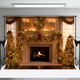 Aperturee - Aperturee Warm House Fireplace Christmas Backdrop For Photo