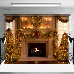 Aperturee - Aperturee Warm House Fireplace Christmas Backdrop For Photo