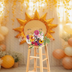 Aperturee - Aperturee Warm Indoor Balloon Sun Curtain Cake Smash Backdrop