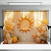 Aperturee - Aperturee Warm Indoor Balloon Sun Curtain Cake Smash Backdrop