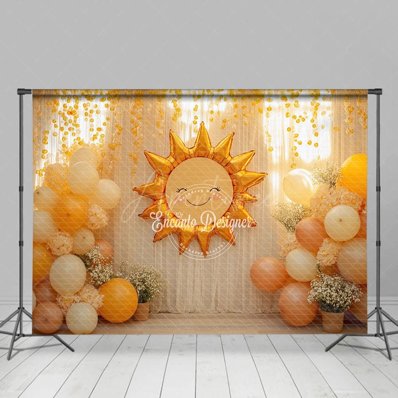 Aperturee - Aperturee Warm Indoor Balloon Sun Curtain Cake Smash Backdrop