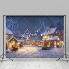 Aperturee - Aperturee Warm Light House Snowy Night Christmas Vibe Backdrop