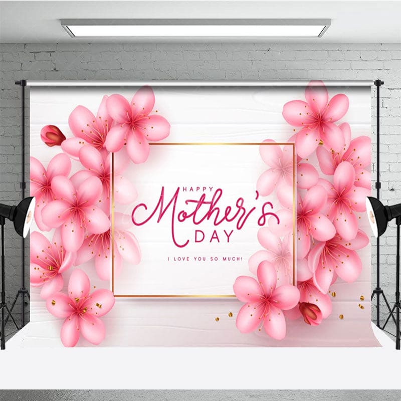 Aperturee - Aperturee Warm Pink Floral Pistil Happy Mothers Day Backdrop