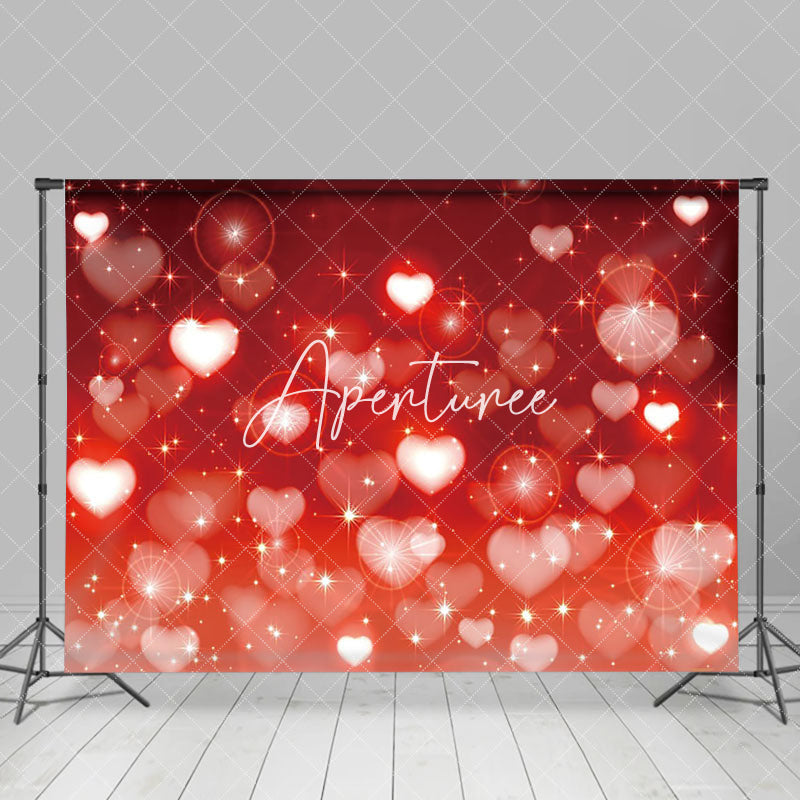 Aperturee - Aperturee Warm Red Hearts Gradient Stars Romantic Backdrop