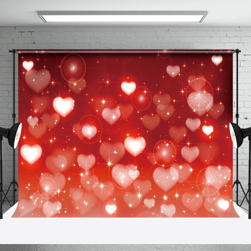 Aperturee - Aperturee Warm Red Hearts Gradient Stars Romantic Backdrop