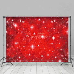 Aperturee - Aperturee Warm Red Shining Bokeh Snowflake Christmas Backdrop