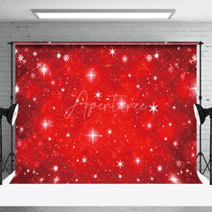 Aperturee - Aperturee Warm Red Shining Bokeh Snowflake Christmas Backdrop