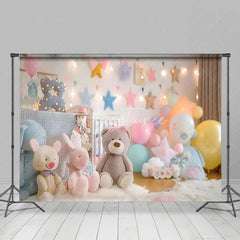 Aperturee - Aperturee Warm Room Colorful Stars Toy Cake Smash Backdrop