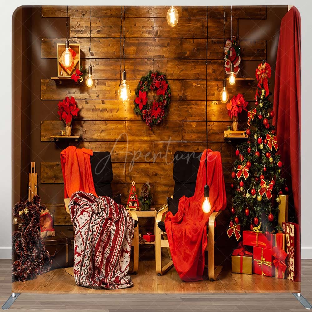 Aperturee - Aperturee Warm Wall Xmas Tree Pillow Cover Christmas Backdrop