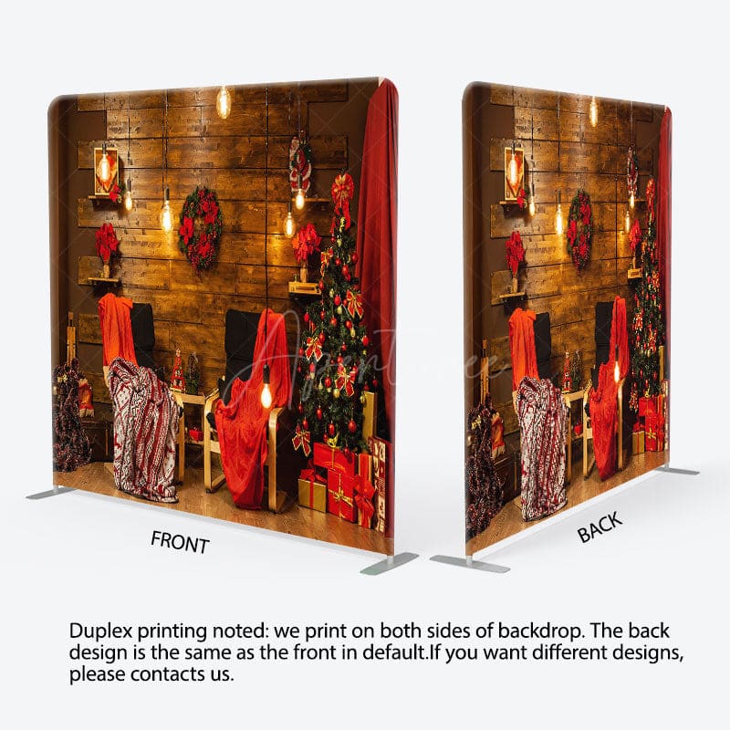 Aperturee - Aperturee Warm Wall Xmas Tree Pillow Cover Christmas Backdrop