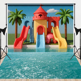 Aperturee - Aperturee Water Park Coconut Tree Summer Combo Set Backdrop