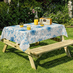 Aperturee - Aperturee Watercolor Blue Flower Rectangle Tablecloth