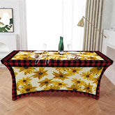 Aperturee - Aperturee Watercolor Chrysanthemum Flower Fall Stretch Table Cover