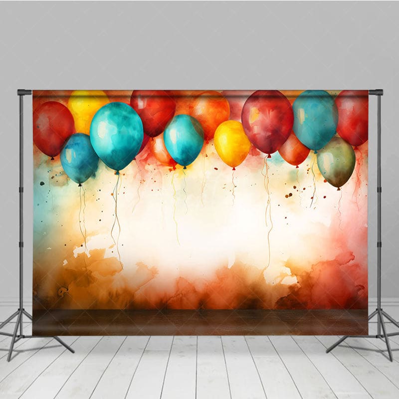 Aperturee - Aperturee Watercolor Color Balloons Wall Abstract Photo Backdrop