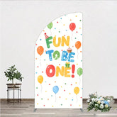 Aperturee - Aperturee Watercolor Fun To Be One Half Moon Arch Backdrop Colorful Balloons Confetti First Birthday Party Decor