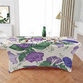 Aperturee - Aperturee Watercolor Morning Glory Floral Stretch Table Cover