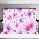 Aperturee - Aperturee Watercolor Painting Pink Purple Floral Photo Backdrop
