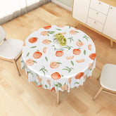 Aperturee - Aperturee Watercolor Peach Fruit Pattern Round Tablecloth Fresh Summer Kitchen Dining Decor