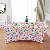 Aperturee - Aperturee Watercolor Polka Dot On White Fitted Stretch Table Cover