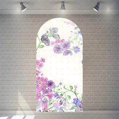 Aperturee - Aperturee Watercolor Purple Floral Arch Backdrop Pink Rose Flower Background for Wedding Party