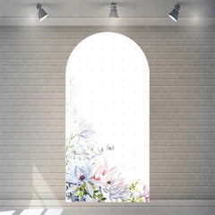Aperturee - Aperturee Watercolor Purple Floral Arch Backdrop Pink Rose Flower Background for Wedding Party