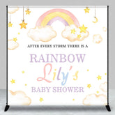 Aperturee - Aperturee Watercolor Rainbow and Stars Custom Backdrop Baby Shower Party Decor for Personalized Celebration