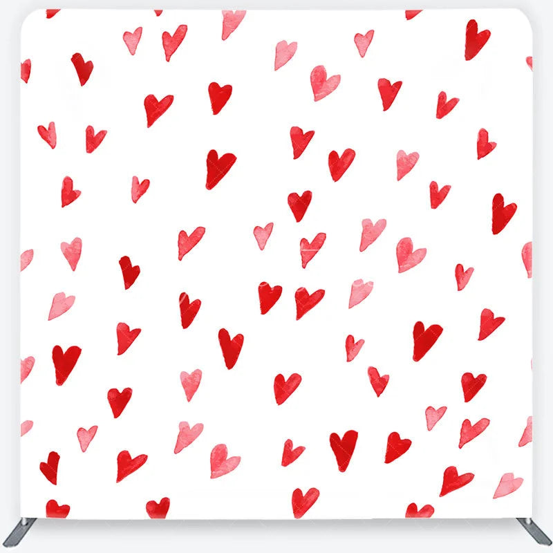 Aperturee - Aperturee Watercolor Red and Pink Heart Pattern Tension Fabric Backdrop Sweet Valentine Day Photography Background