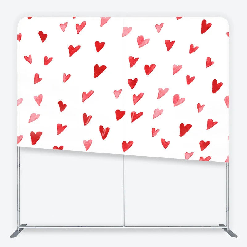 Aperturee - Aperturee Watercolor Red and Pink Heart Pattern Tension Fabric Backdrop Sweet Valentine Day Photography Background