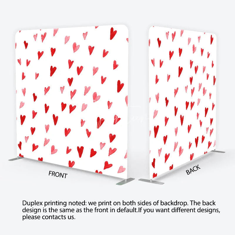 Aperturee - Aperturee Watercolor Red and Pink Heart Pattern Tension Fabric Backdrop Sweet Valentine Day Photography Background