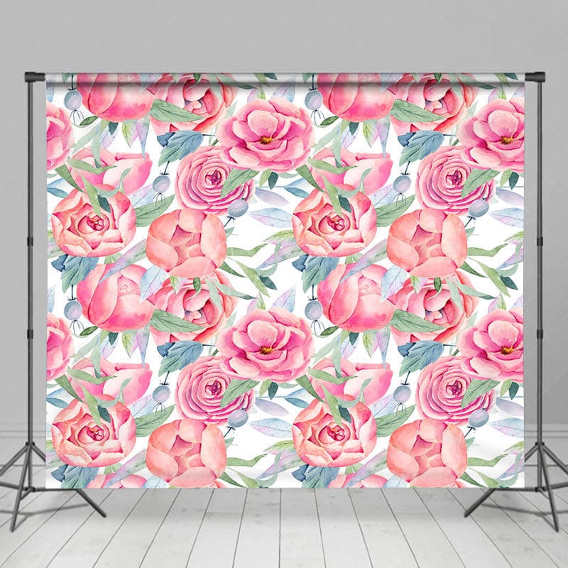 Aperturee - Aperturee Watercolor Red Pink Rose Floral Photography Backdrop