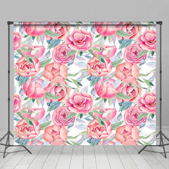 Aperturee - Aperturee Watercolor Red Pink Rose Floral Photography Backdrop