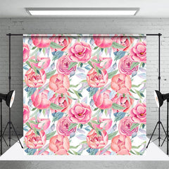 Aperturee - Aperturee Watercolor Red Pink Rose Floral Photography Backdrop