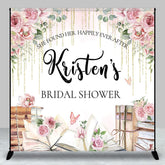 Aperturee - Aperturee Watercolor Rose Custom Name Bridal Shower Backdrop