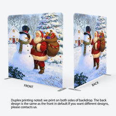 Aperturee - Aperturee Watercolor Snowman Santa Xmas Pillow Case Backdrop