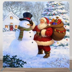 Aperturee - Aperturee Watercolor Snowman Santa Xmas Pillow Case Backdrop