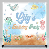 Aperturee - Aperturee Watercolor Undersea Animals Custom Birthday Backdrop