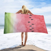 Aperturee - Aperturee Watercolor Watermelon Custom Name Beach Towel For Kid