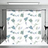 Aperturee - Aperturee Watercolor White Green Fruit Leaves Photo Backdrop