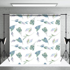 Aperturee - Aperturee Watercolor White Green Fruit Leaves Photo Backdrop