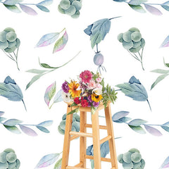 Aperturee - Aperturee Watercolor White Green Fruit Leaves Photo Backdrop