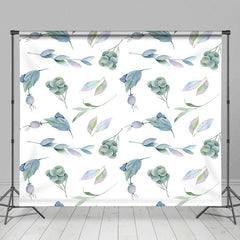 Aperturee - Aperturee Watercolor White Green Fruit Leaves Photo Backdrop