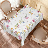 Aperturee - Aperturee Watercolor Wildflower Daisy Rectangle Tablecloth Colorful Spring Floral Garden Kitchen Table Decor