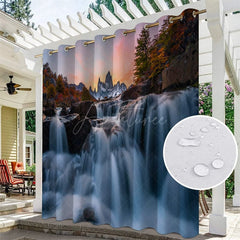 Aperturee - Aperturee Waterfall Landscape Waterproof Outdoor Curtains For Gazebo