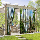 Aperturee - Aperturee Waterfall Landscape Waterproof Printed Outdoor Curtains