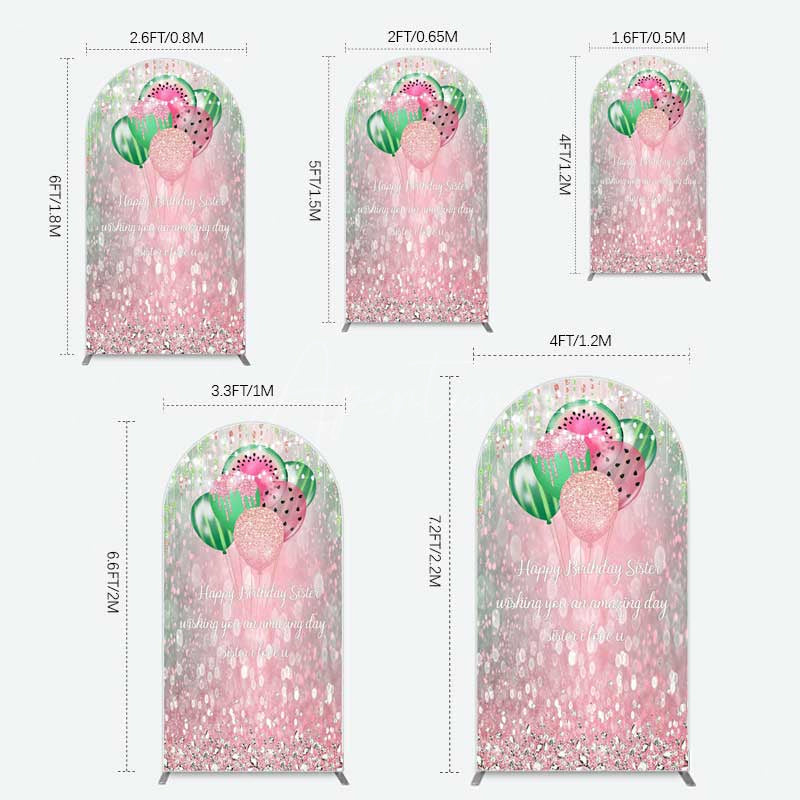 Aperturee Aperturee Watermelon Balloons Pink Glitter Birthday Arch Backdrop