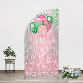 Aperturee Aperturee Watermelon Balloons Pink Glitter Birthday Half Moon Arch Backdrop