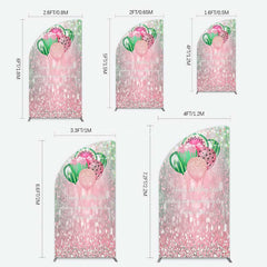 Aperturee Aperturee Watermelon Balloons Pink Glitter Birthday Half Moon Arch Backdrop
