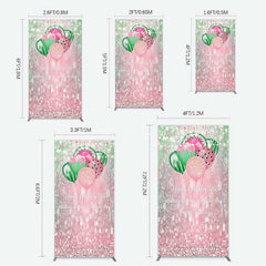 Aperturee Aperturee Watermelon Balloons Pink Glitter Birthday Rectangle Backdrop